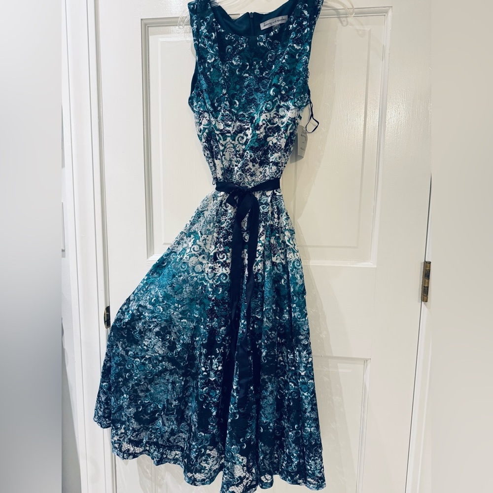 Danny and nicole sleeveless lined lace dress  new